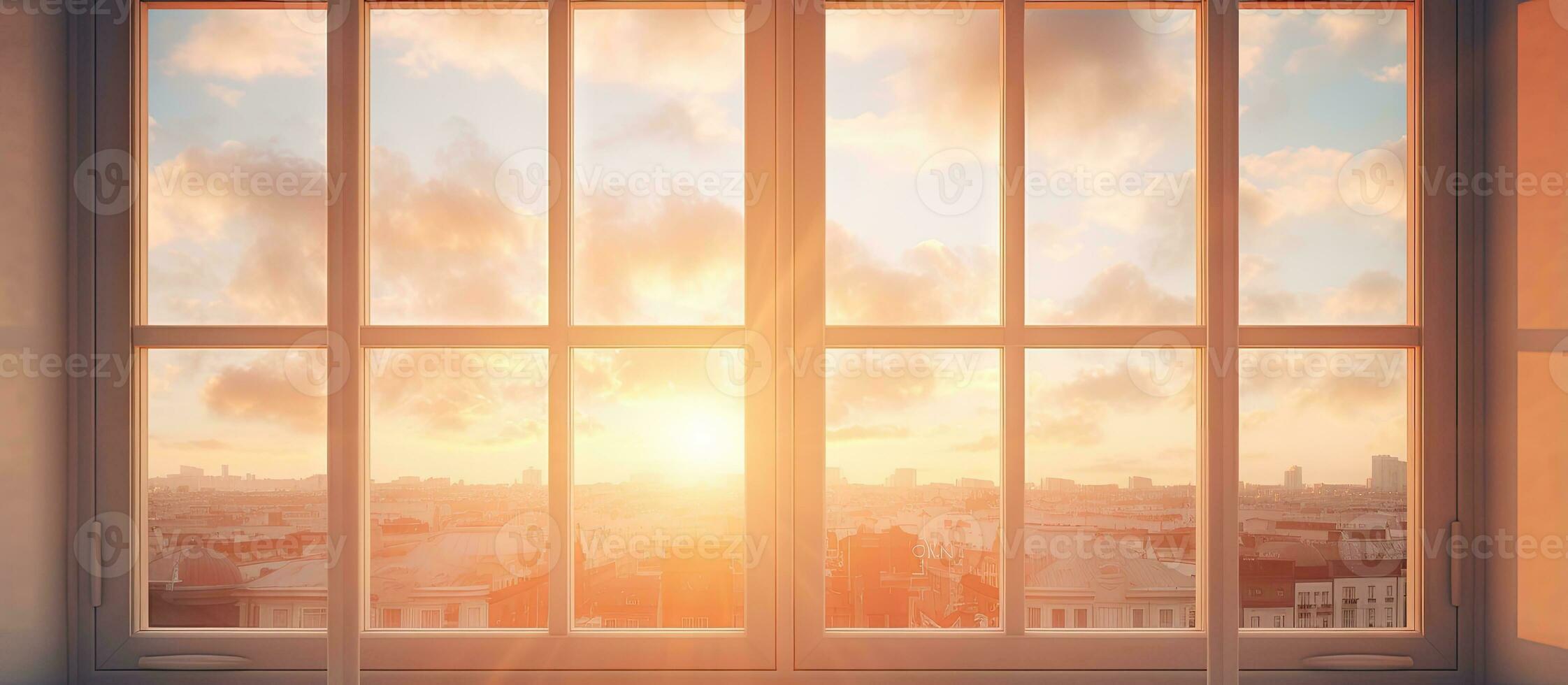 Sun shining into the window in the evening photo