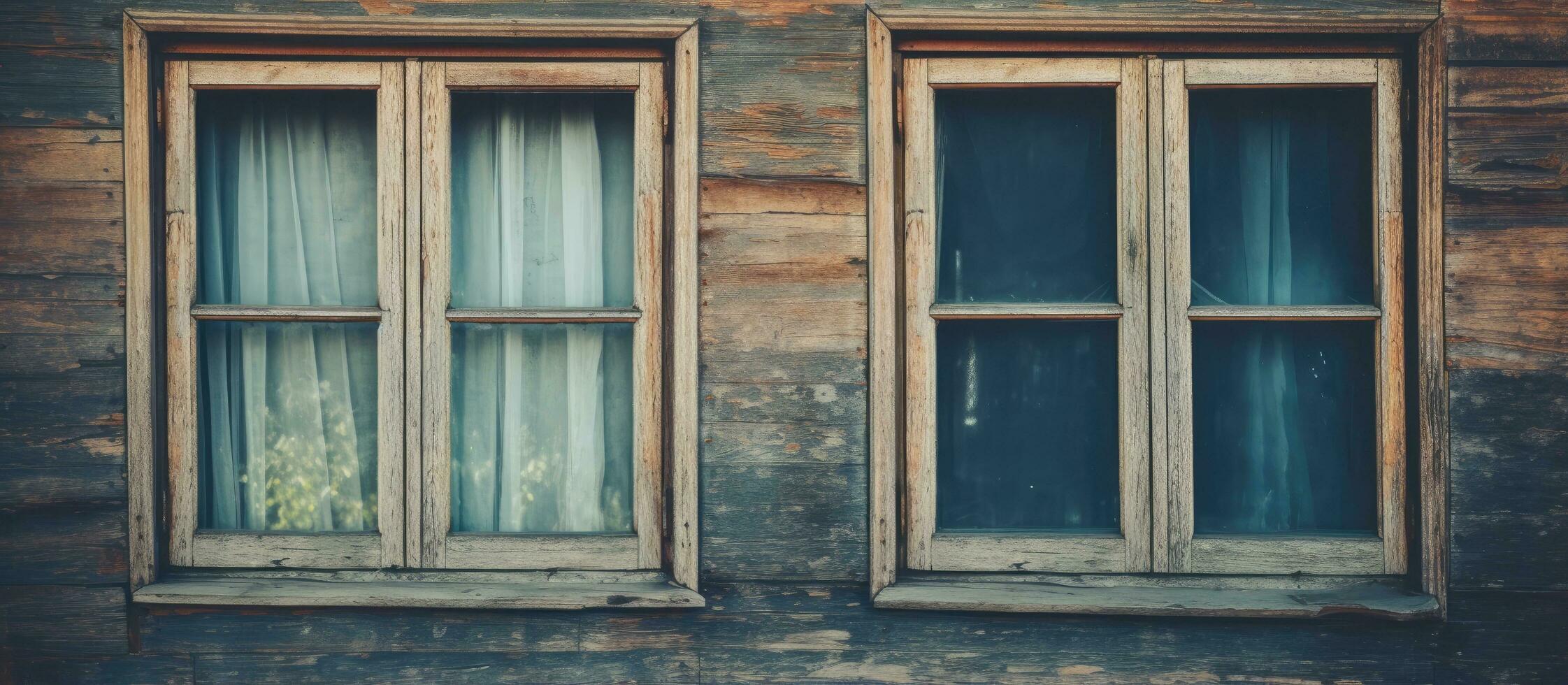 Aged wooden windows photo