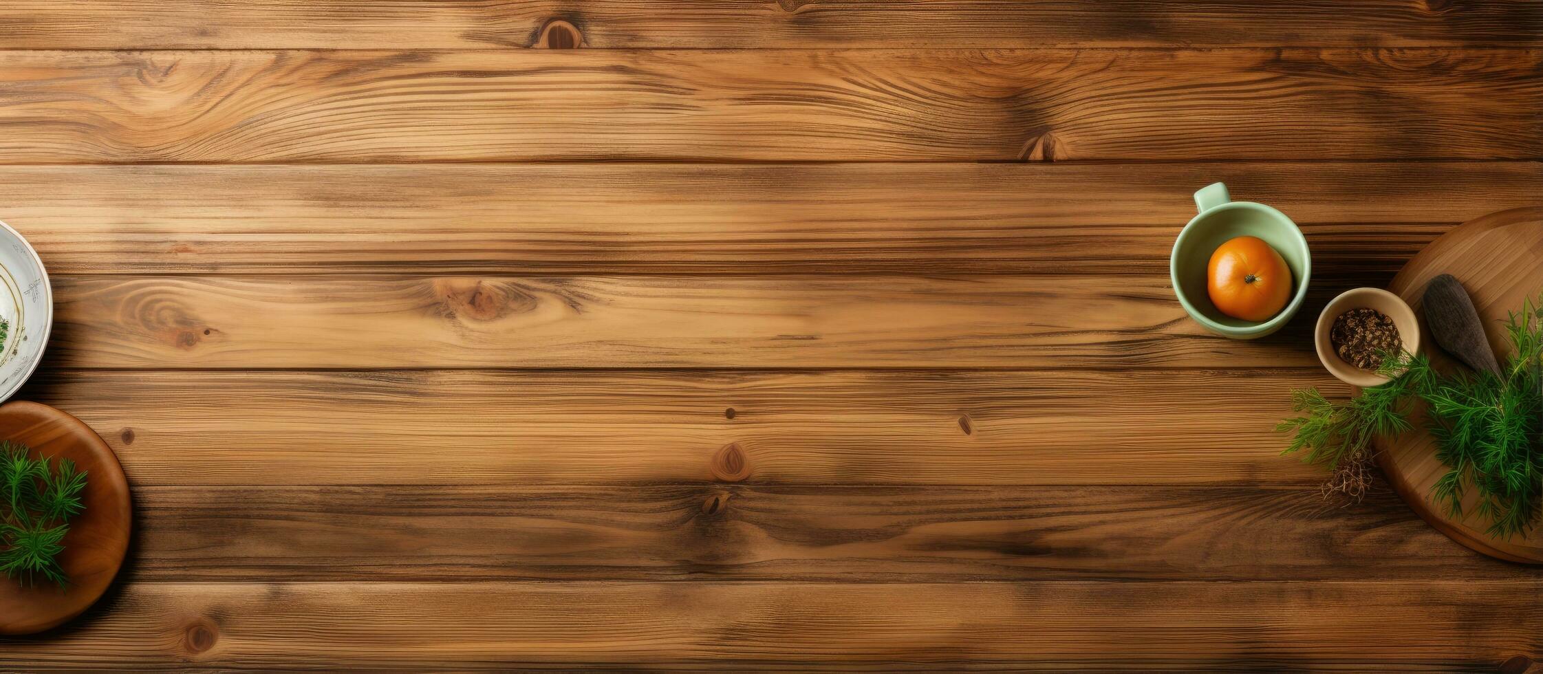 Closeup of wooden kitchen board in home interior concept photo