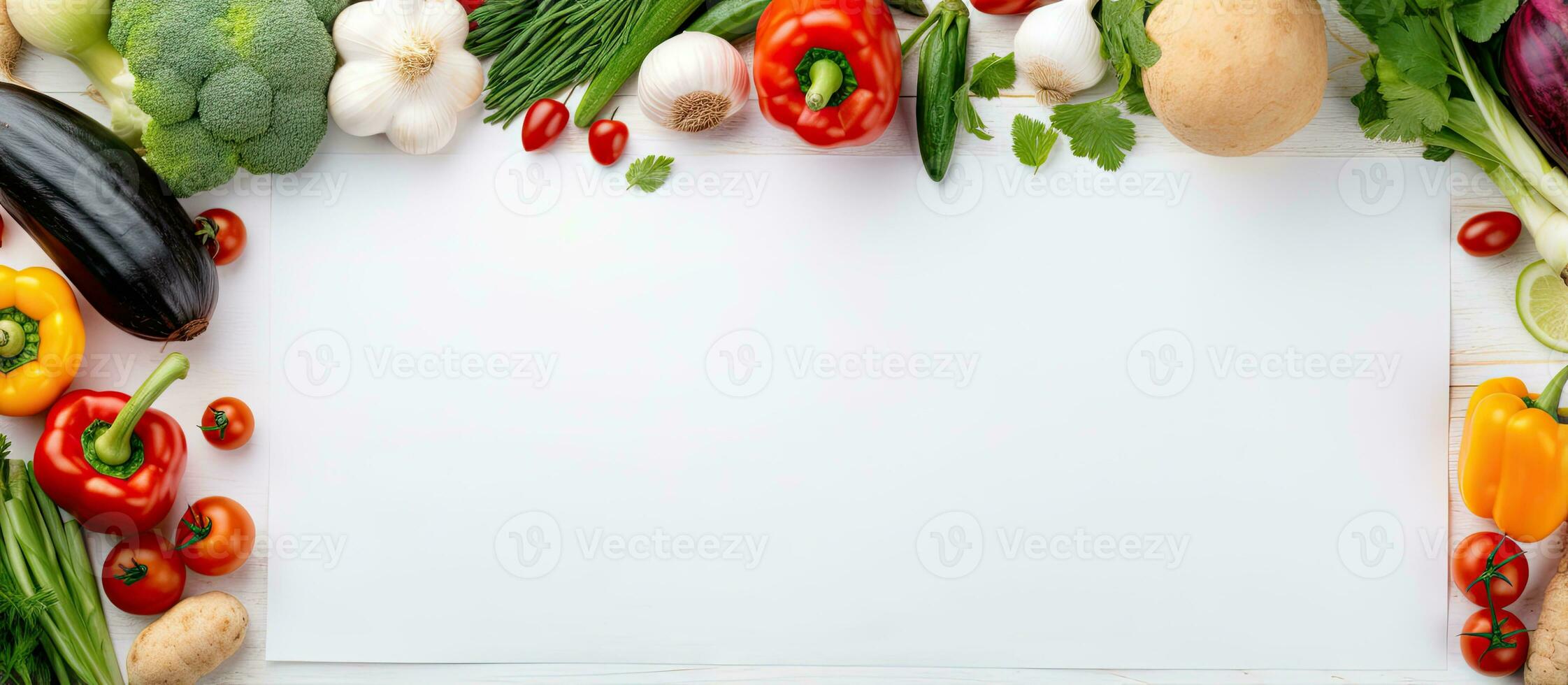 un blanco papel a lo largo con vegetales foto