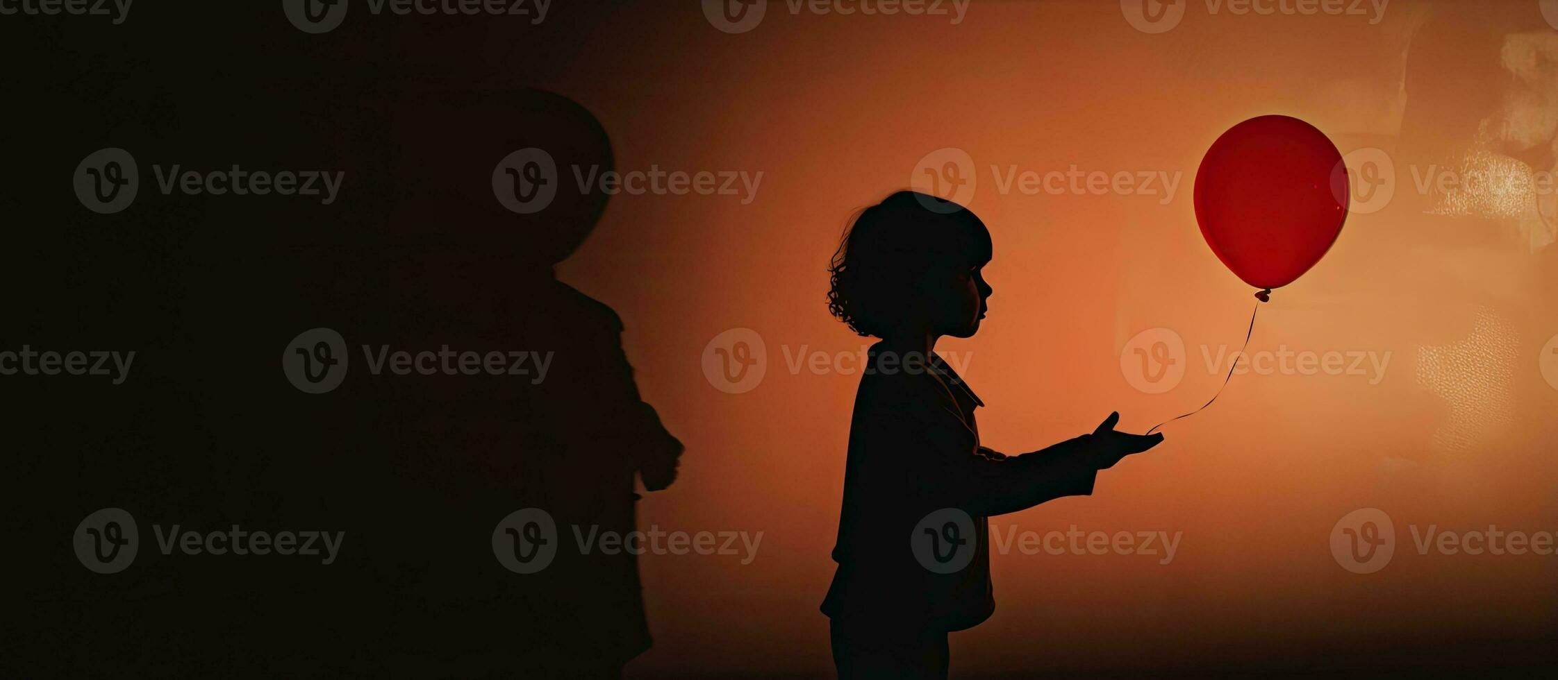 Child s shadow clutching a balloon photo