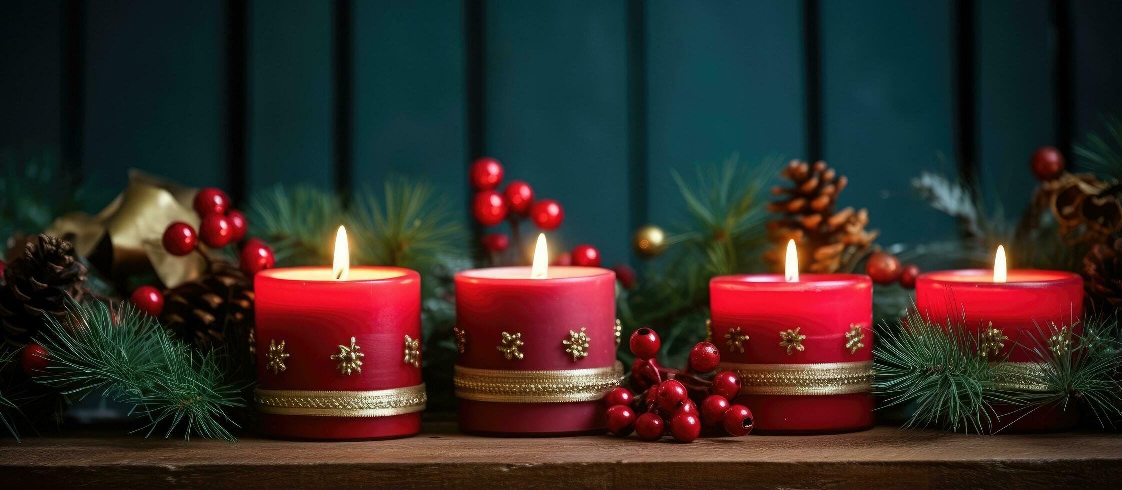 Navidad temática vela titulares y hecho a mano guirnaldas mejorar un calentar y atractivo interior ambiente foto