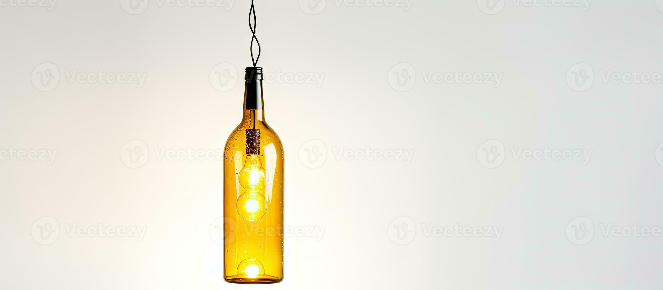 Contemporary wine bottle lamp isolated on white photo