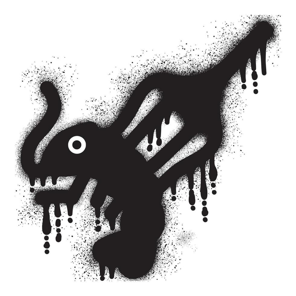 Shrimp graffiti on a fork with black spray paint vector