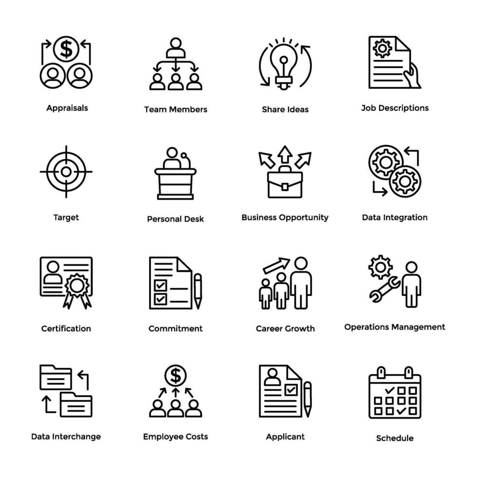 PrintLine Icons Set of Project Management vector