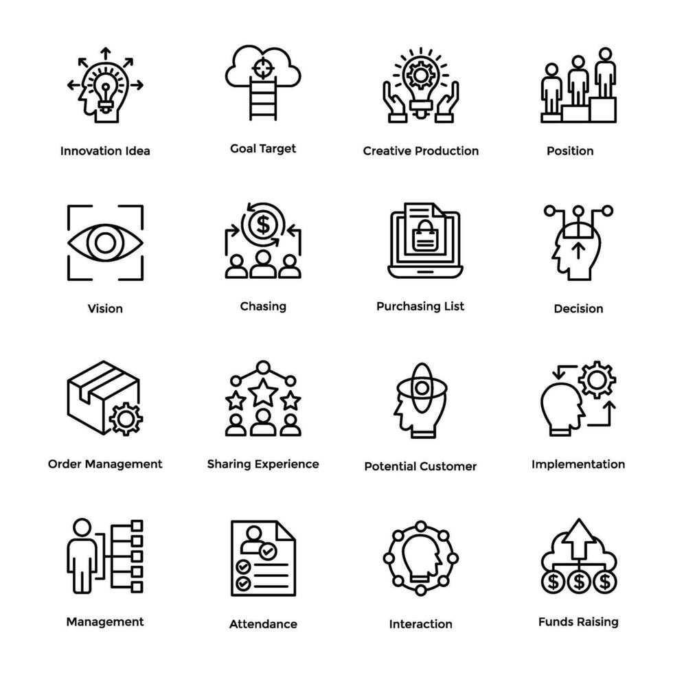 Line Icons Set of Project Management vector