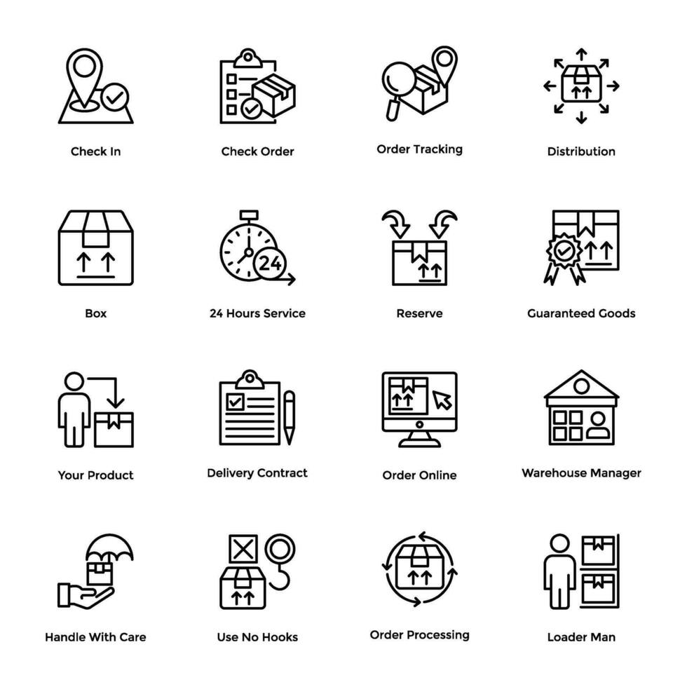 Line Vector Icons Collection Of Logistic Delivery