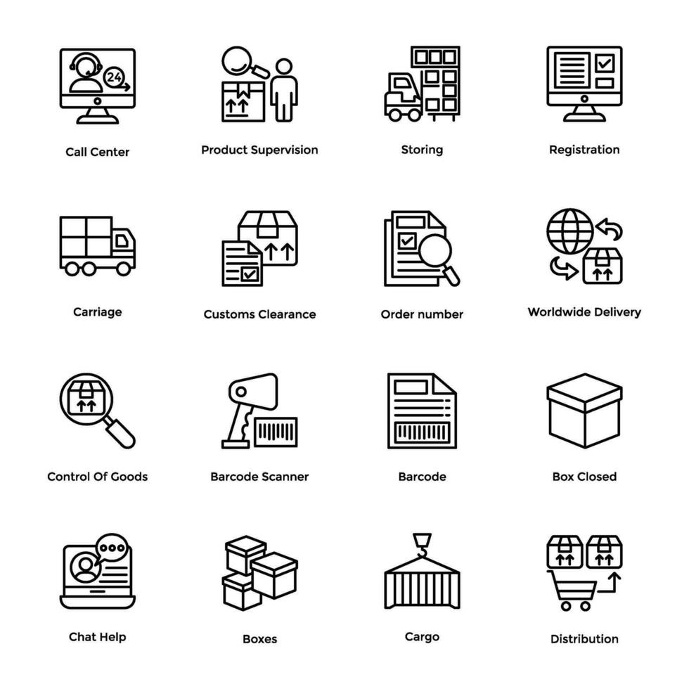 Line Vector Icons Collection Of Logistic Delivery