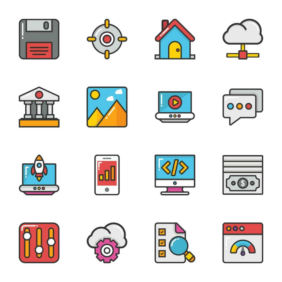 Pack of Web Flat Icons vector