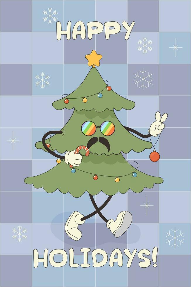 Groovy greeting card character happy new year, merry Christmas 28218636