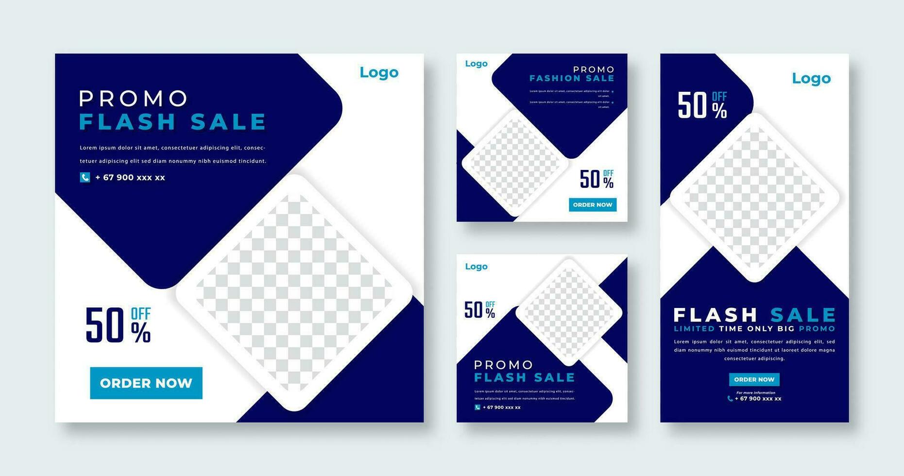Flash Sale Social Media Post for Online Marketing Promotion Banner, Story and Web Internet Ads Flyer vector