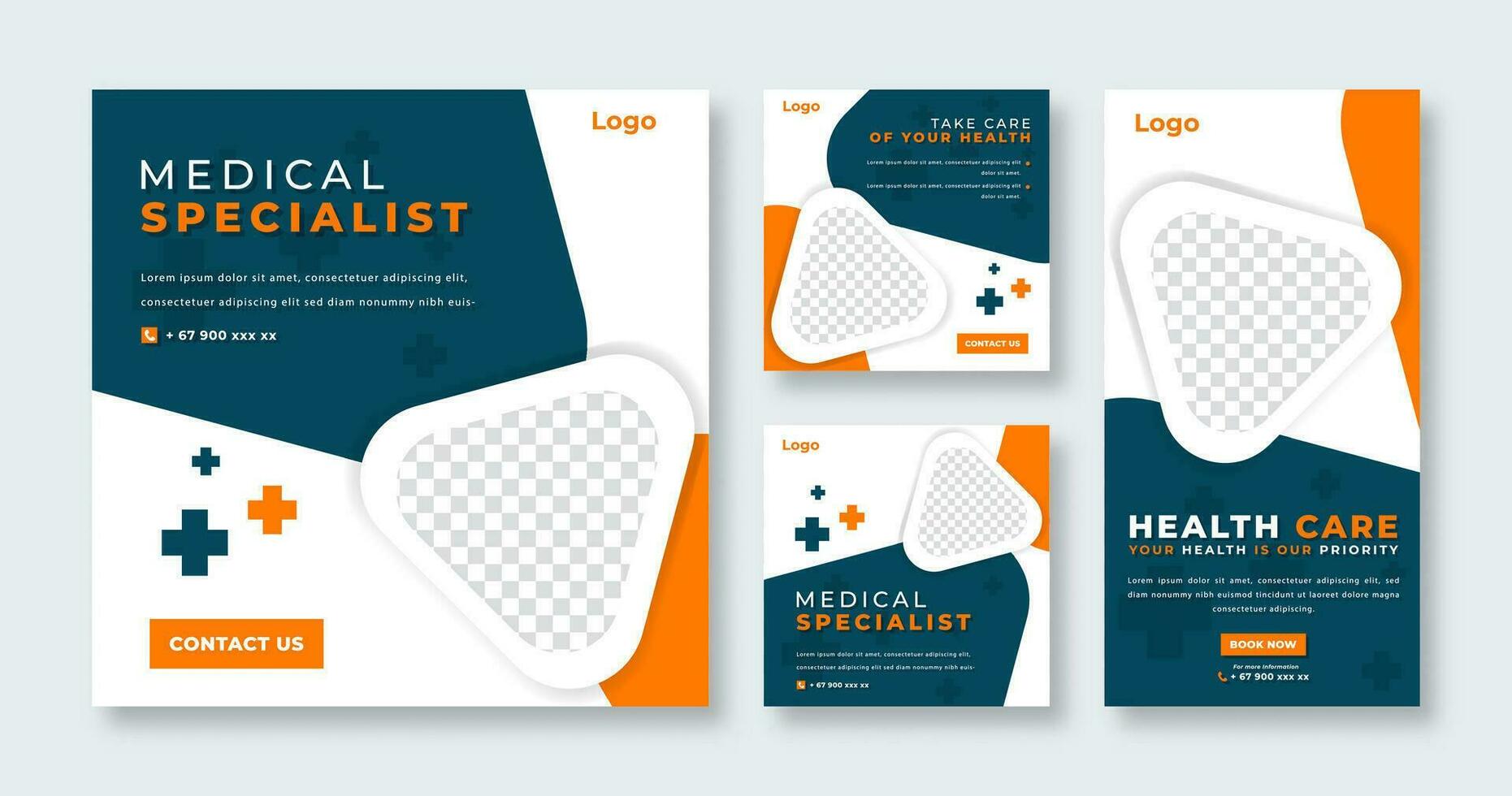 Medical Social Media Post for Online Marketing Promotion Banner, Story and Web Internet Ads Flyer vector