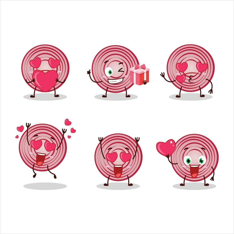 rebanada de remolacha dibujos animados personaje con amor linda emoticon vector