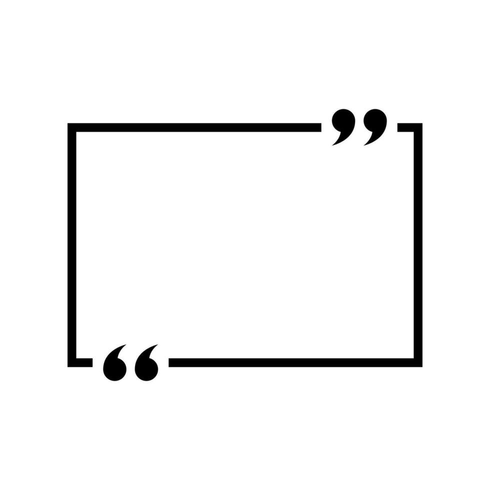 Text quote sign in flat style. Rectangle quotes frame icon vector