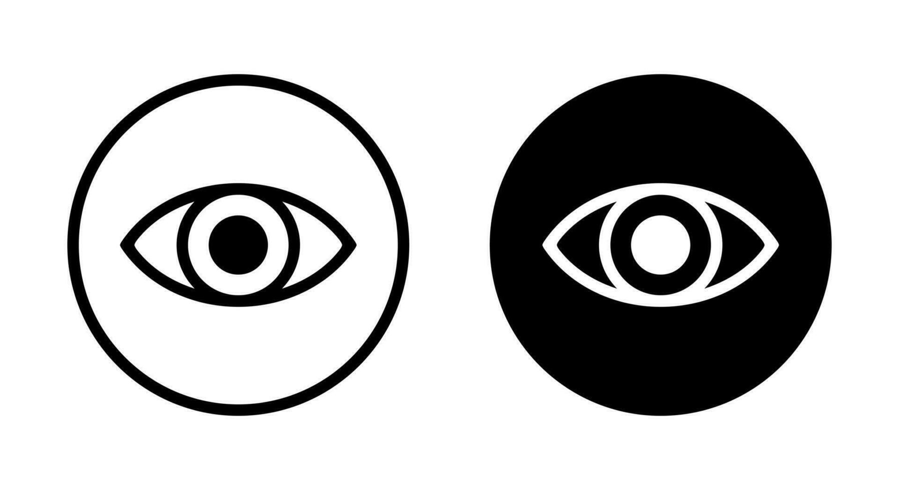 Eye line icon vector in circle. View, watch sign symbol