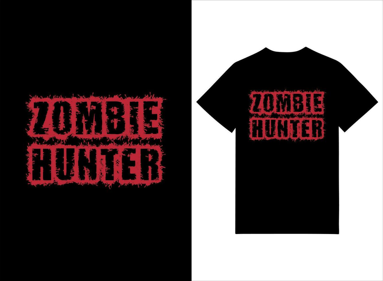 Zombie Hunter Halloween T-shirt Design vector
