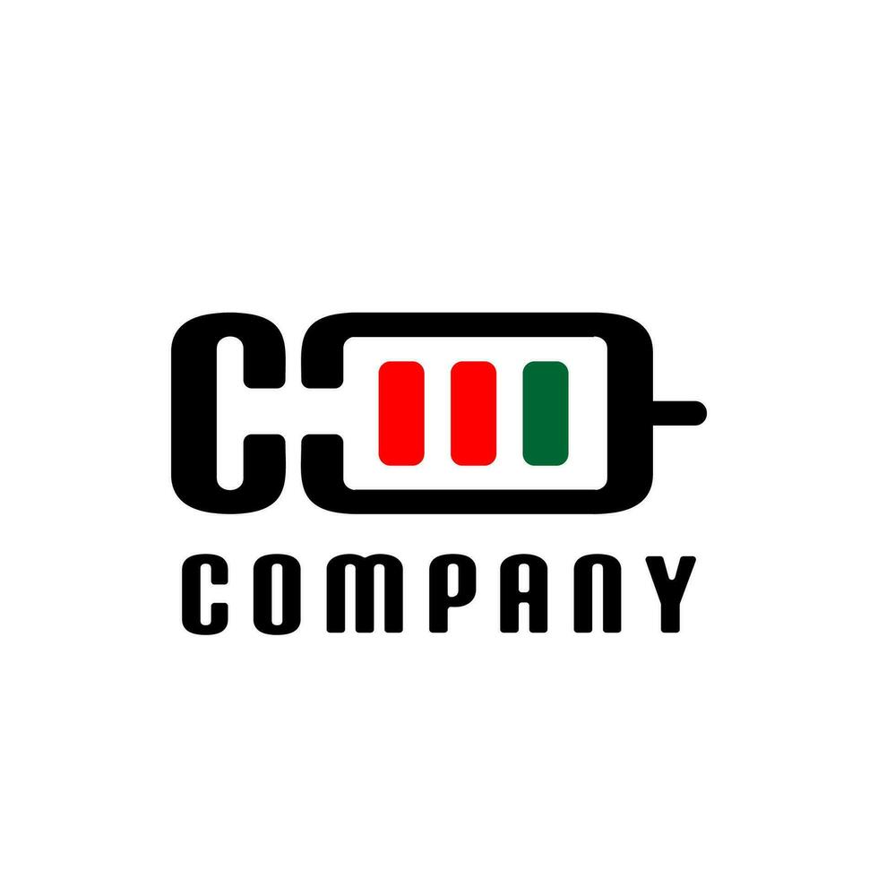 C letter logo forming a battery and injection. Suitable for businesses in the health and technology sector. vector