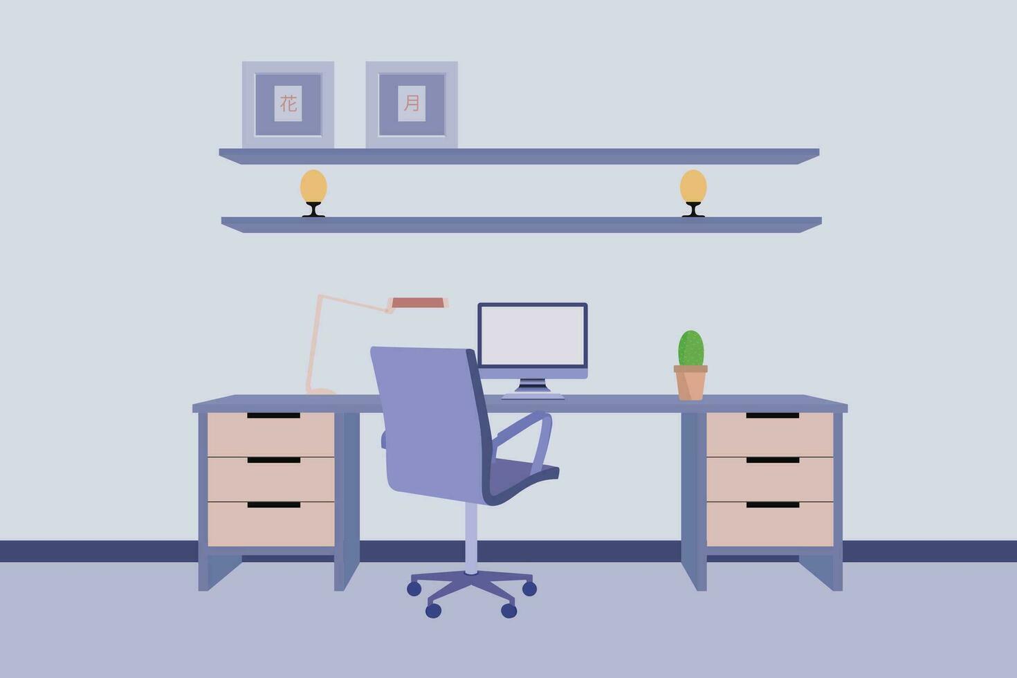 Home office interior vector