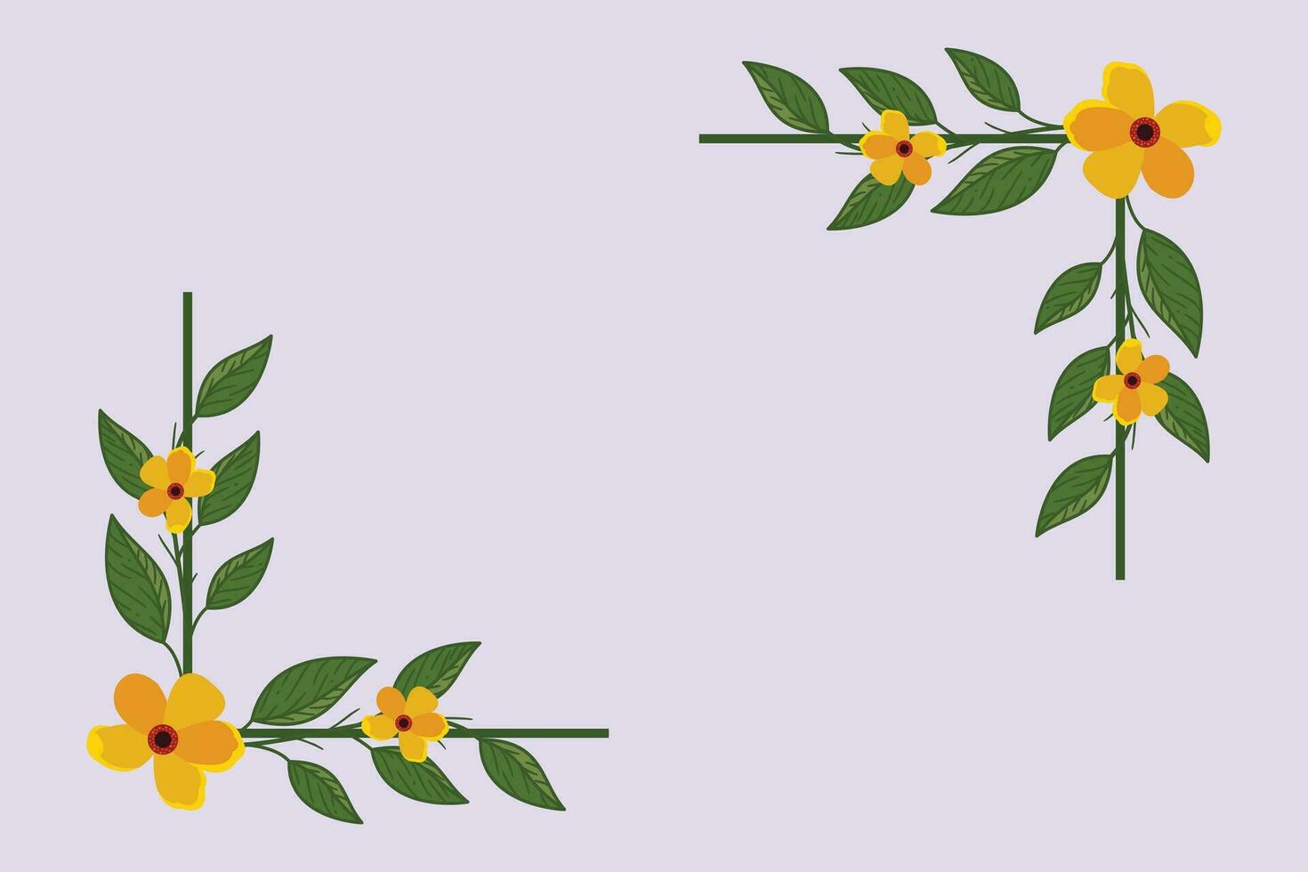 girasol y floral marco concepto. de colores plano vector ilustración aislado.
