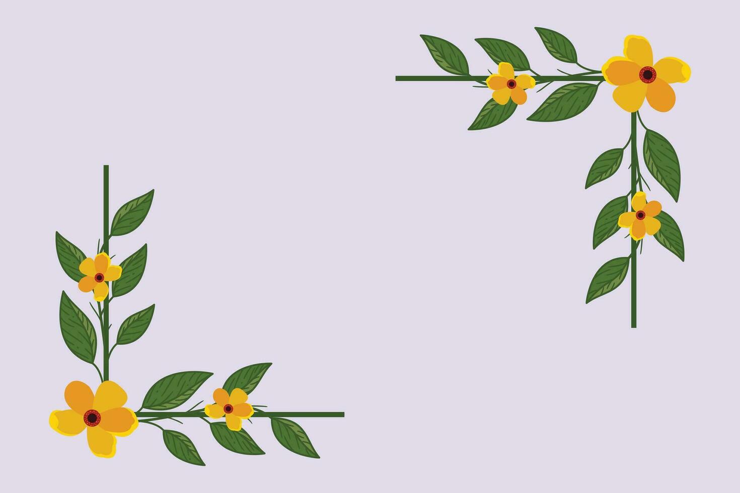 Sunflower and floral frame concept. Colored flat vector illustration isolated.