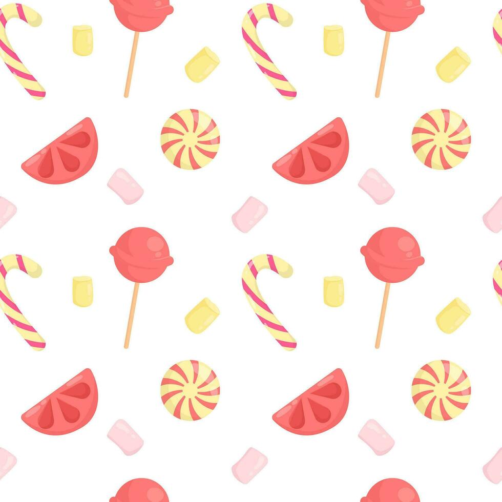 Vector pattern with lollipops and marshmallows