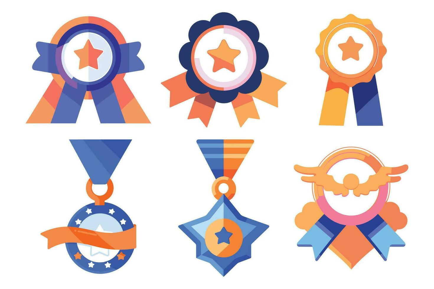 medallas para ganadores en ux ui plano estilo vector