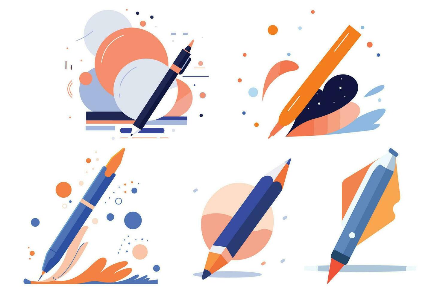 Pen and idea concept in UX UI flat style vector