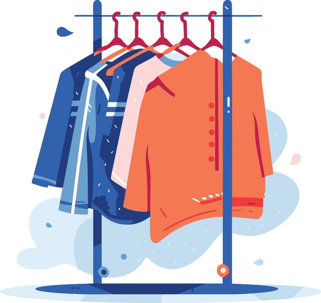 Clothing store and coat rack in UX UI flat style vector