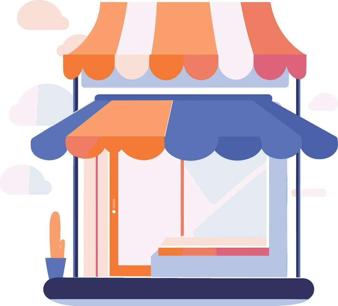 Storefront facade for online stores in UX UI flat style vector