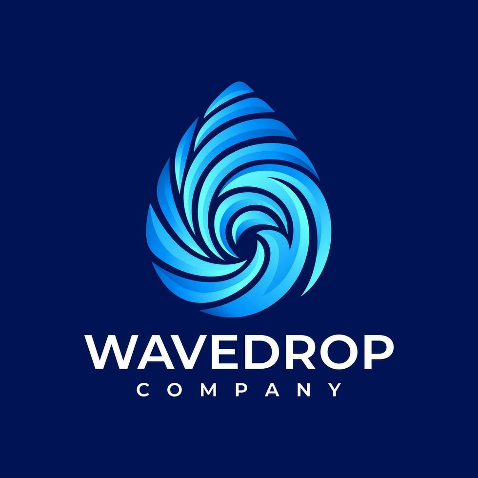 Modern line wave water drop logo design branding vector