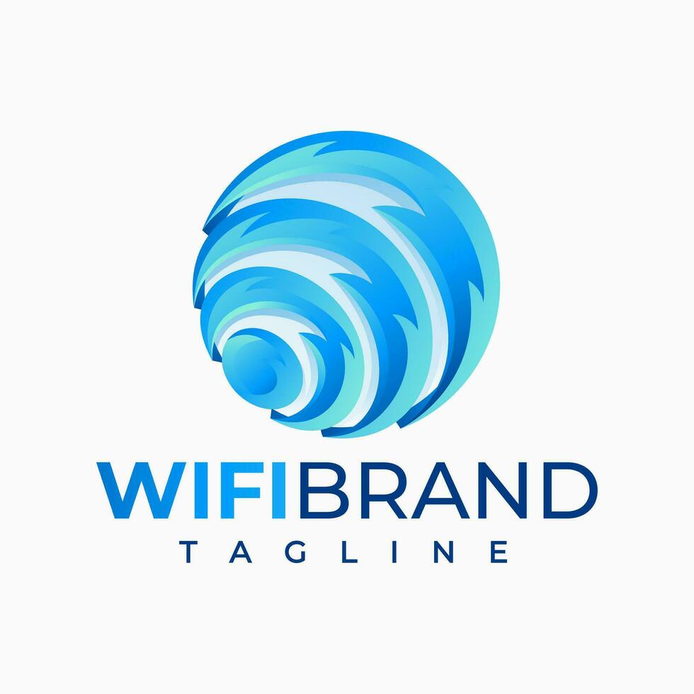 Modern gradient 3D abstract fire wireless wifi logo design vector