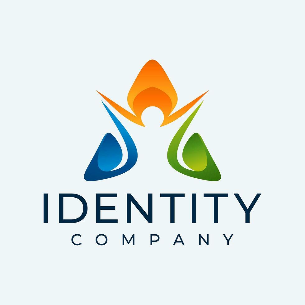 Colorful abstract human health care letter A logo design vector