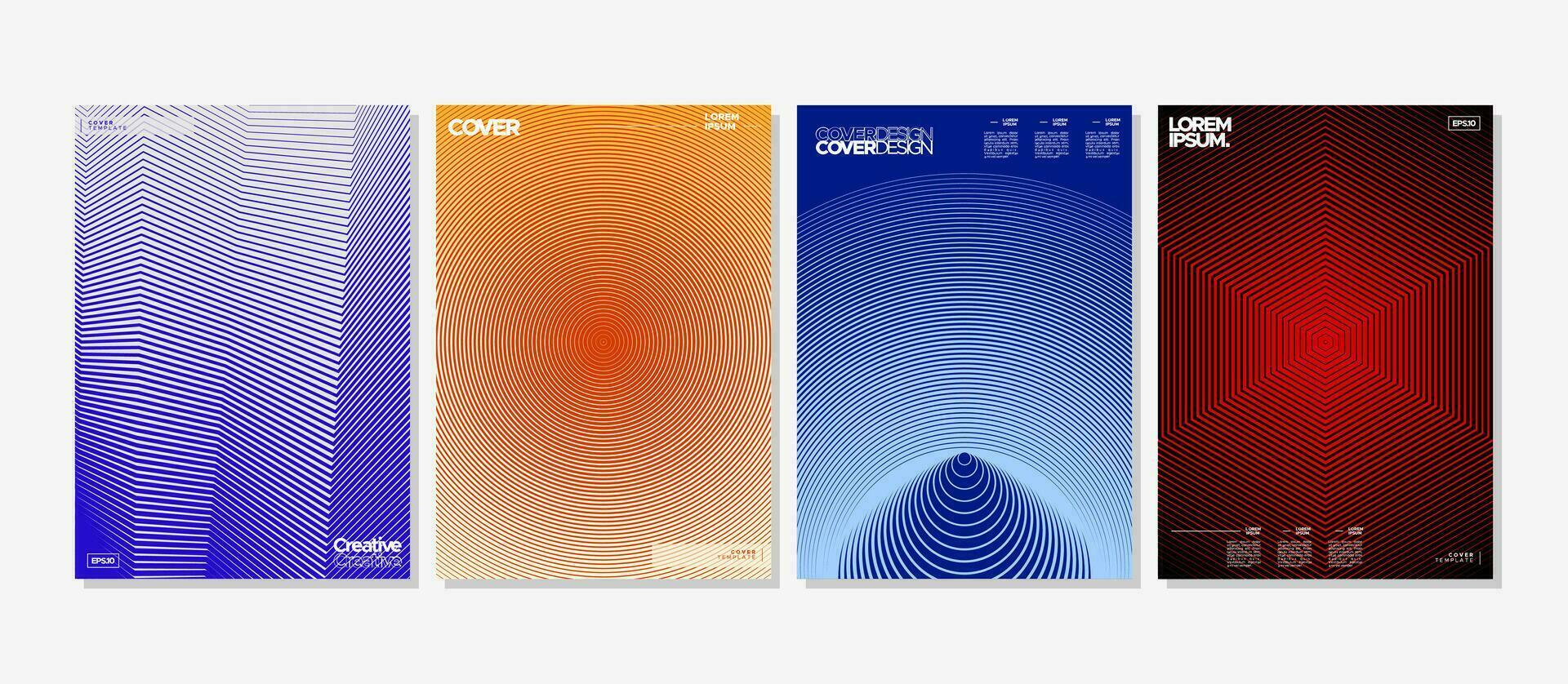 Set of minimalist modern dynamic line abstract cover design vector