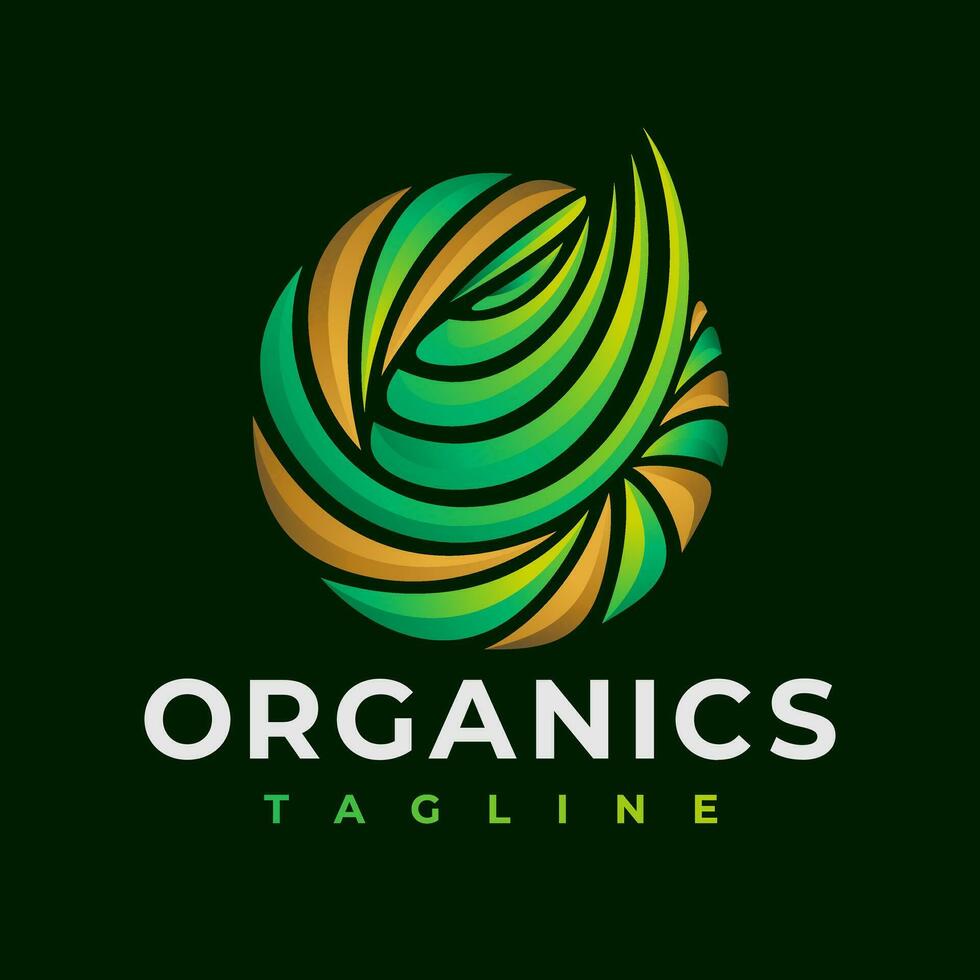 Modern gradient organic eco leaf logo design vector
