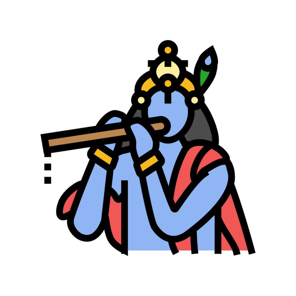 krishna god indian color icon vector illustration