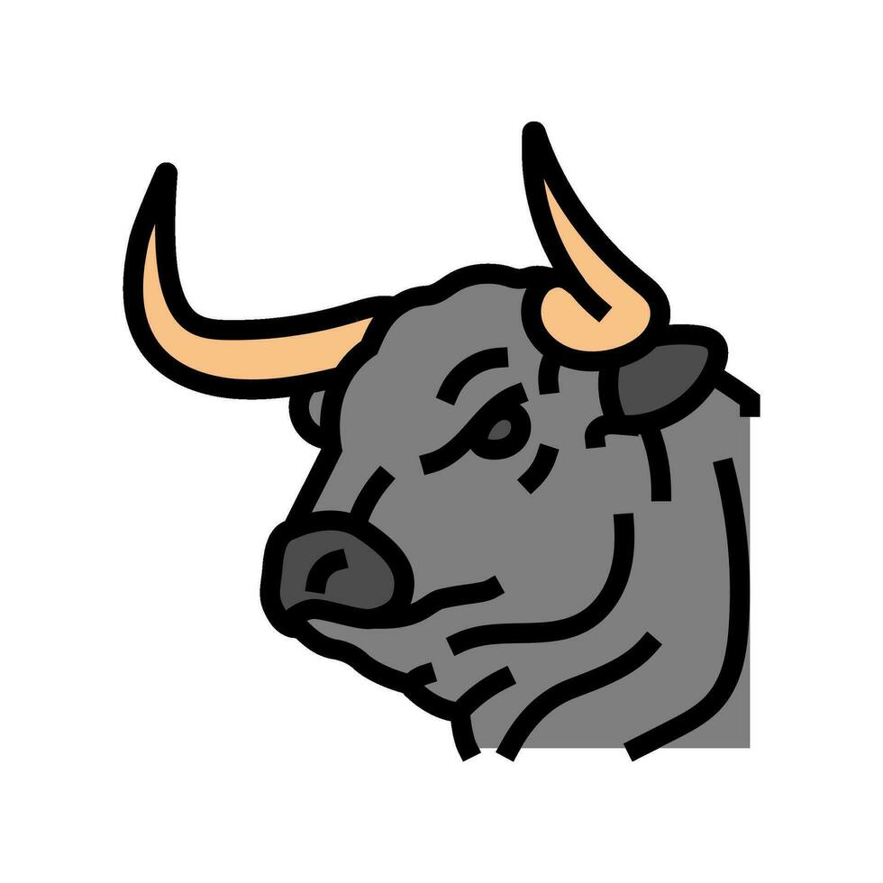 toro animal cabeza color icono vector ilustración