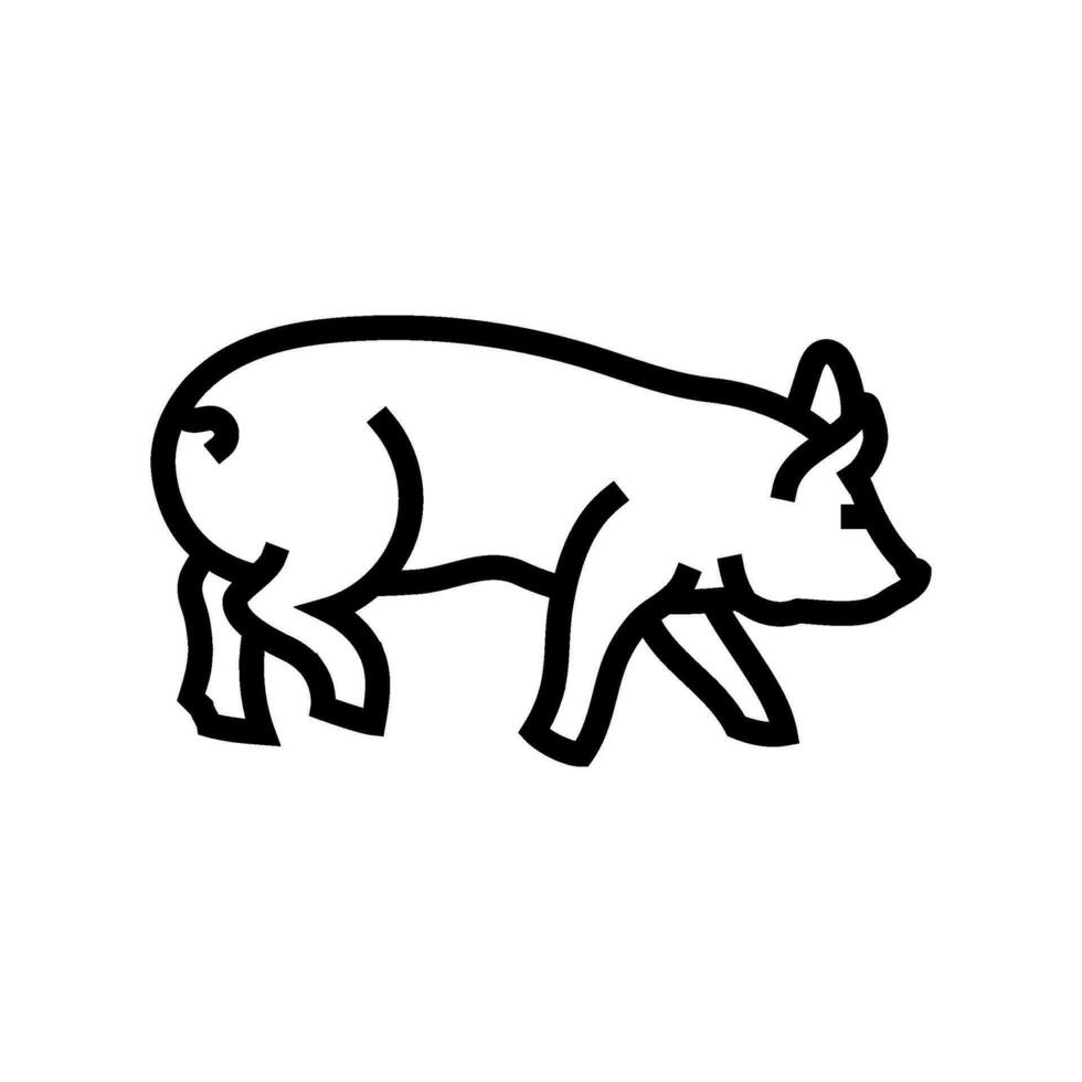 running pig farm line icon vector illustration
