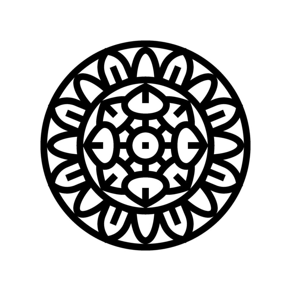 mandala budismo línea icono vector ilustración