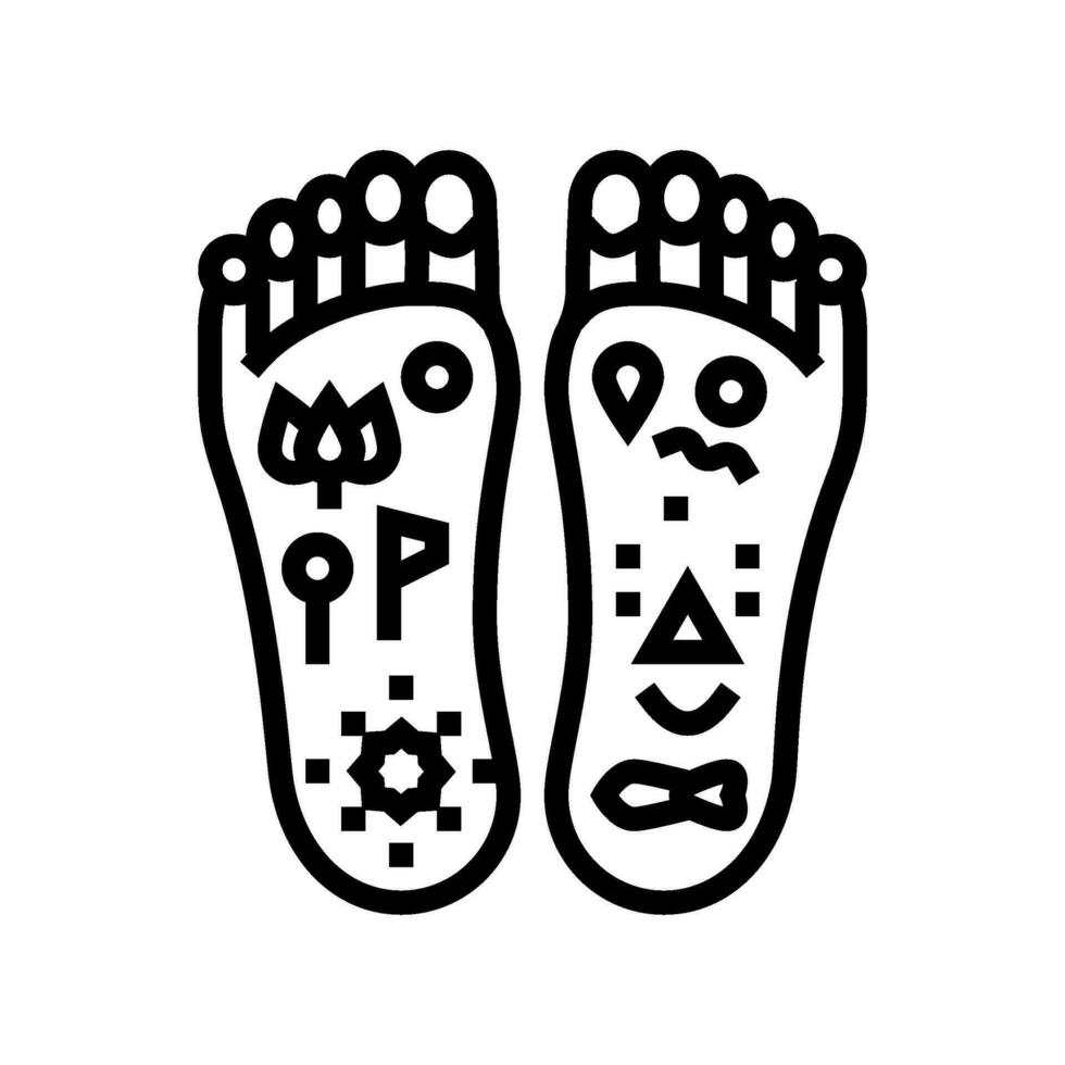 lotus feet divine feet line icon vector illustration