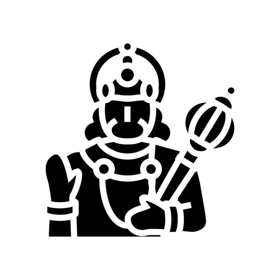 Hanuman hinduismo religión glifo icono vector ilustración