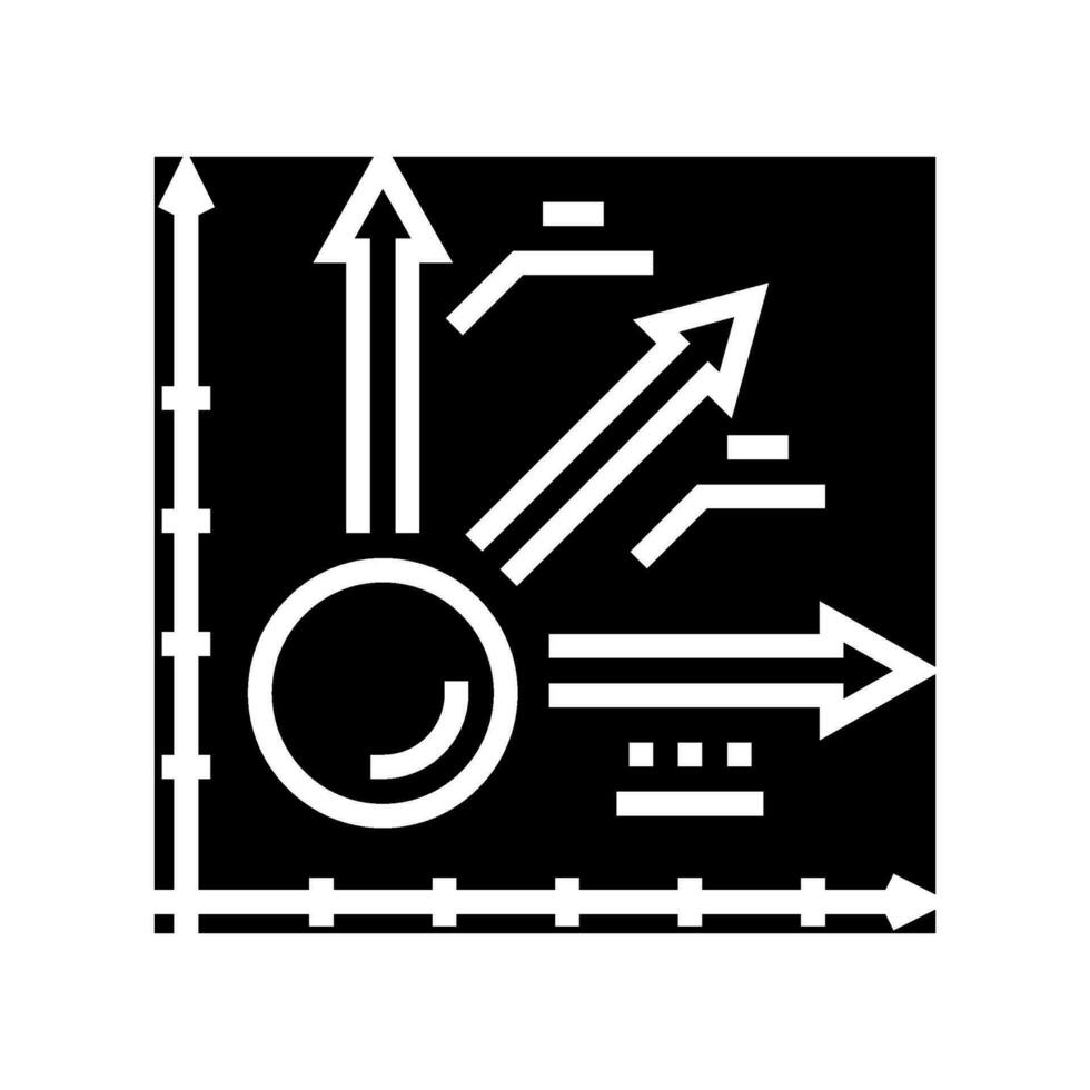 cinemática teoría mecánico ingeniero glifo icono vector ilustración