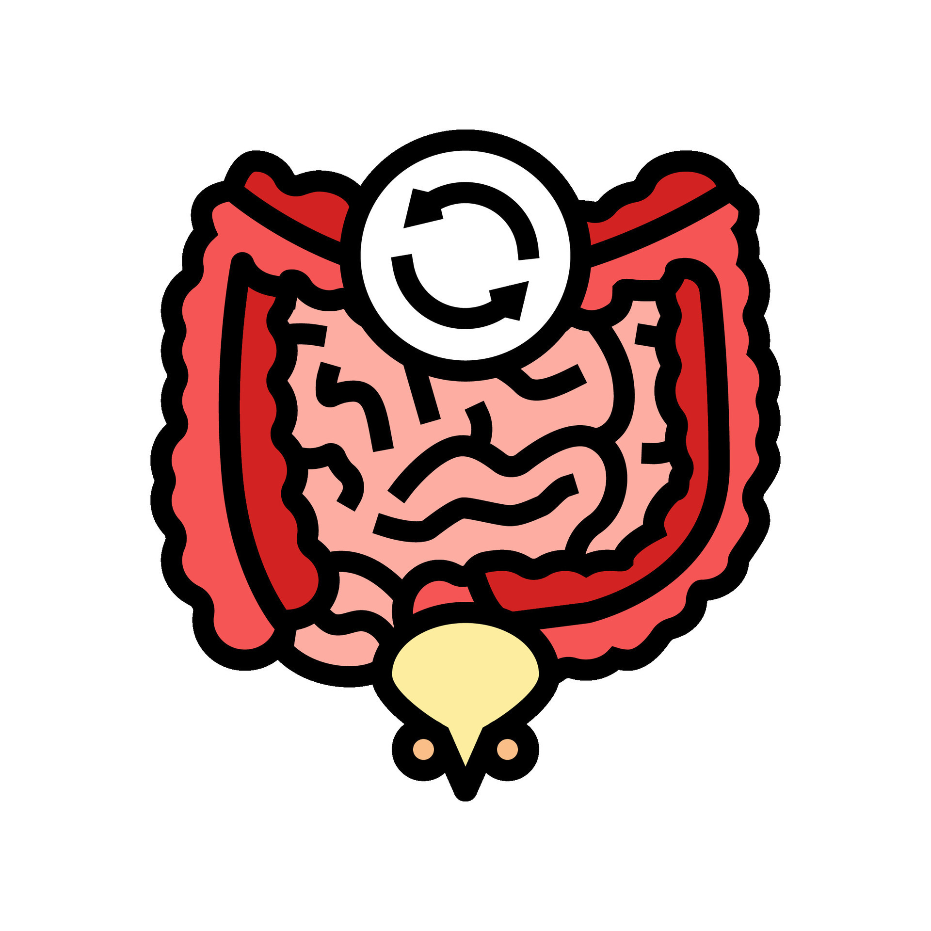 changes bowel bladder habits disease symptom color icon vector