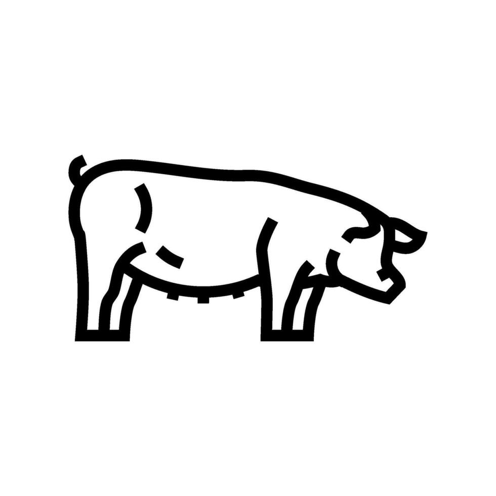 pig field animal line icon vector illustration