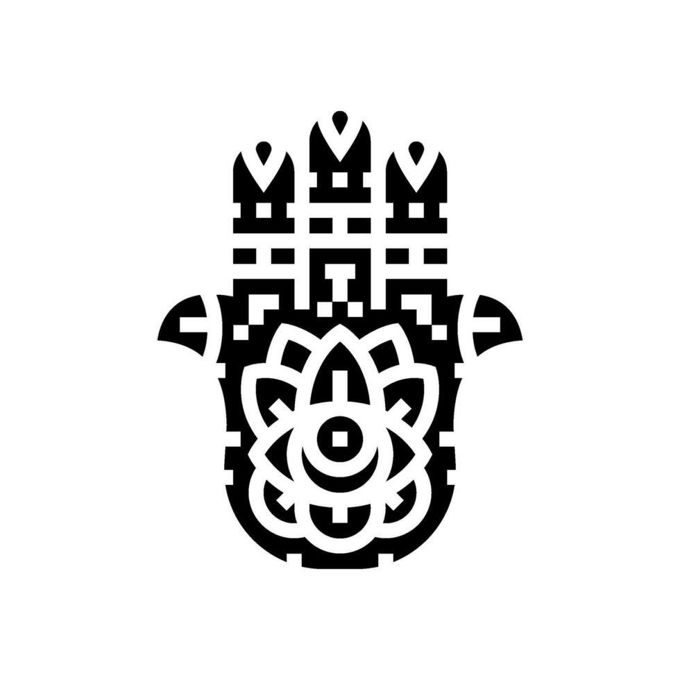 hamsa mano islam musulmán glifo icono vector ilustración