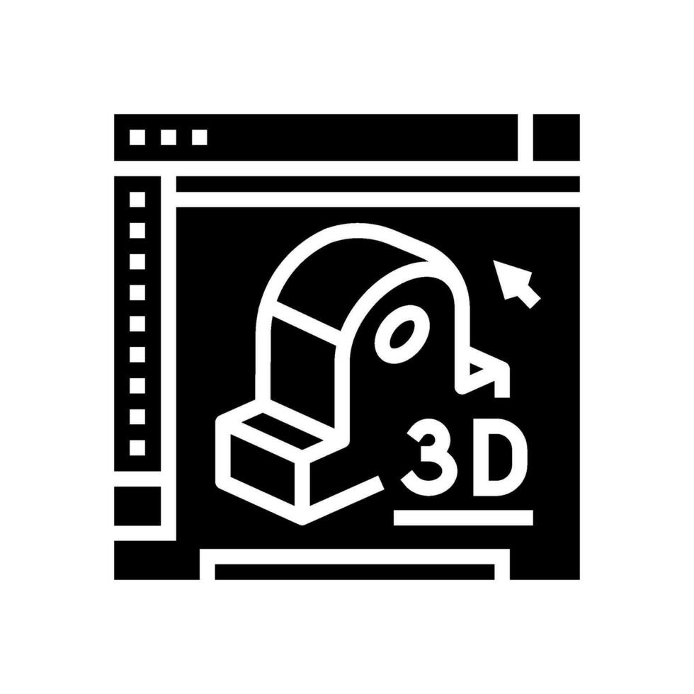3d modeling architectural drafter glyph icon vector illustration