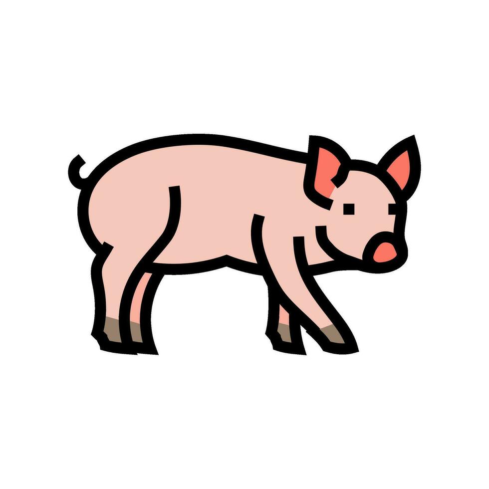 linda cerdito cerdo granja color icono vector ilustración