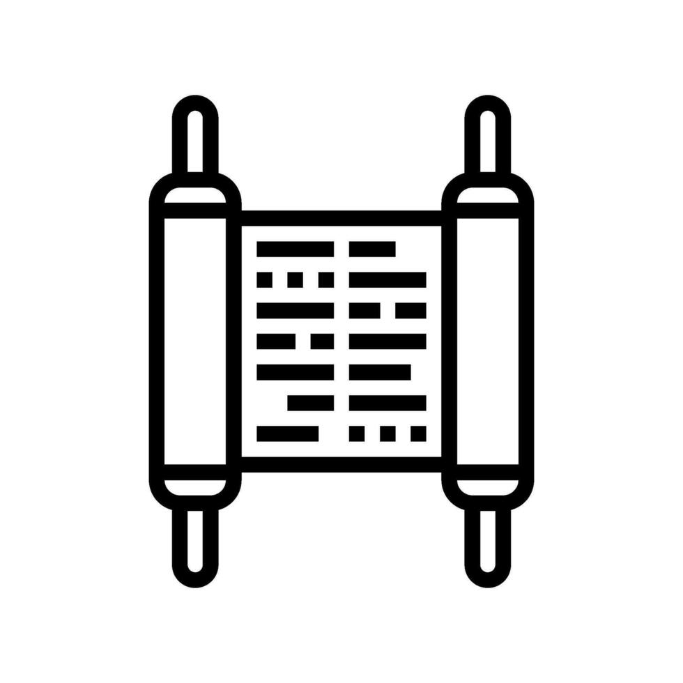 torah scroll jewish line icon vector illustration