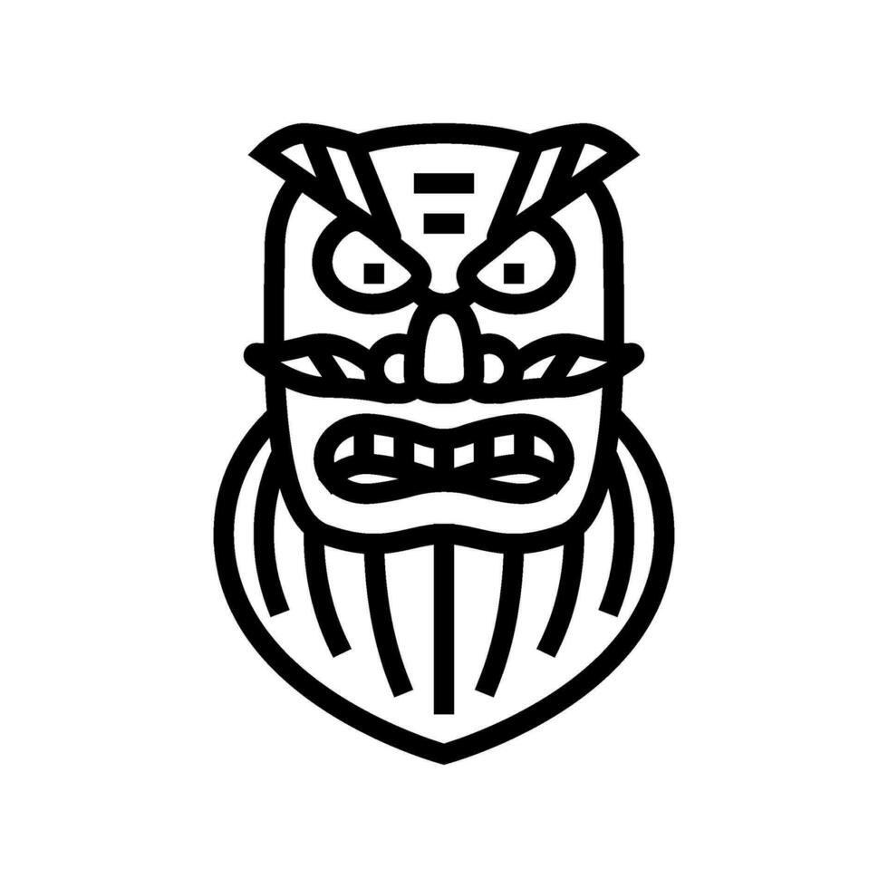 kagura dance mask shintoism line icon vector illustration