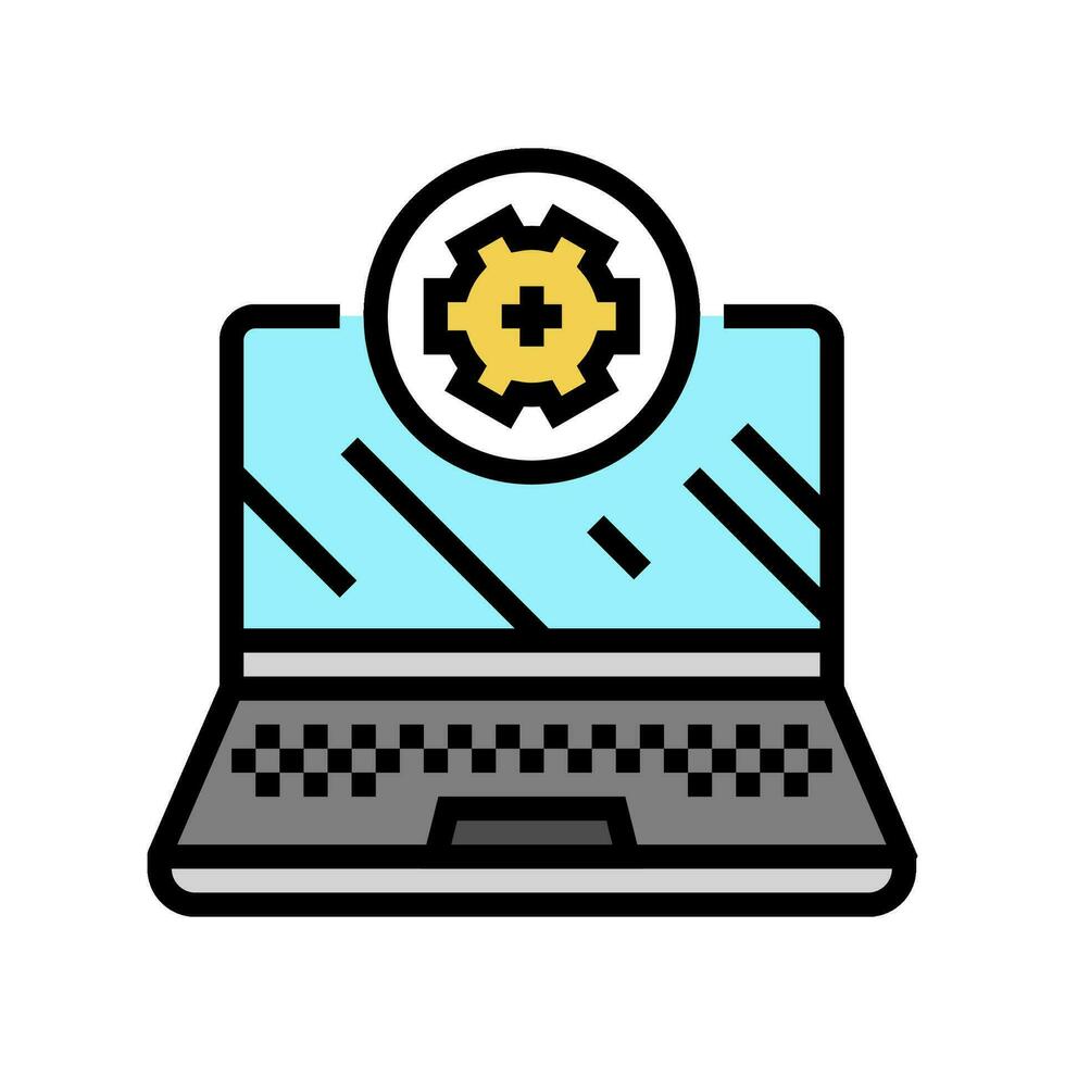 laptop maintenance repair computer color icon vector illustration