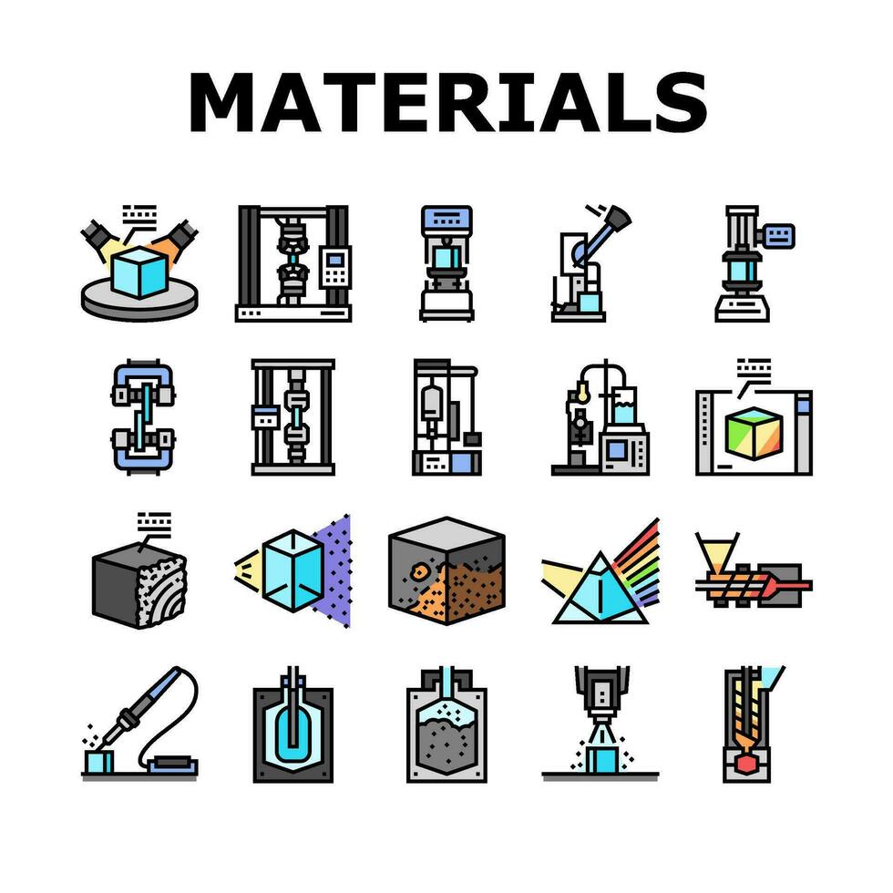 material construction engineer icons set vector